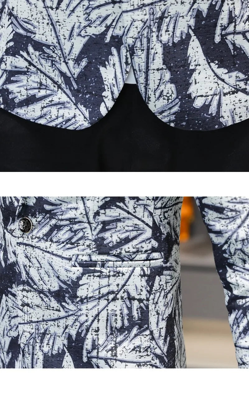 Blazer New Men's Fashionable Casual Business Gentleman Outdoor Trendy Print Banquet Versatile and Slimming Korean Version Blazer