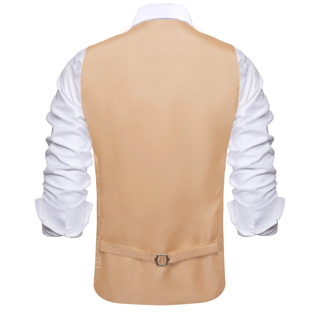 Men's Vest with Tie Jacquard V-Neck Waistcoat for Casual Business and Party Occasions – Champagne