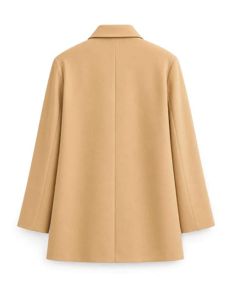 Women Double Breasted Blazer Elegant Office Lady Suit Jacket Oversized Casual Long Sleeve Blazer Spring Autumn Outerwear