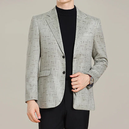 Autumn/Winter Korean Jacquard Casual Suit Jacket Men Slim Business Office Formal Suit Jackets Social Wedding Blazer Masculino