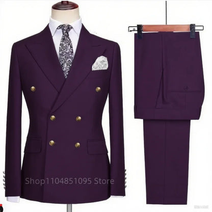 Costume Chic Décontracté Kaki Homme 2 Pièces Tenue De Soirée Formelle Business Mariage Marié Smoking Revers Cranté Veste Et Pantalon Double Boutonnage