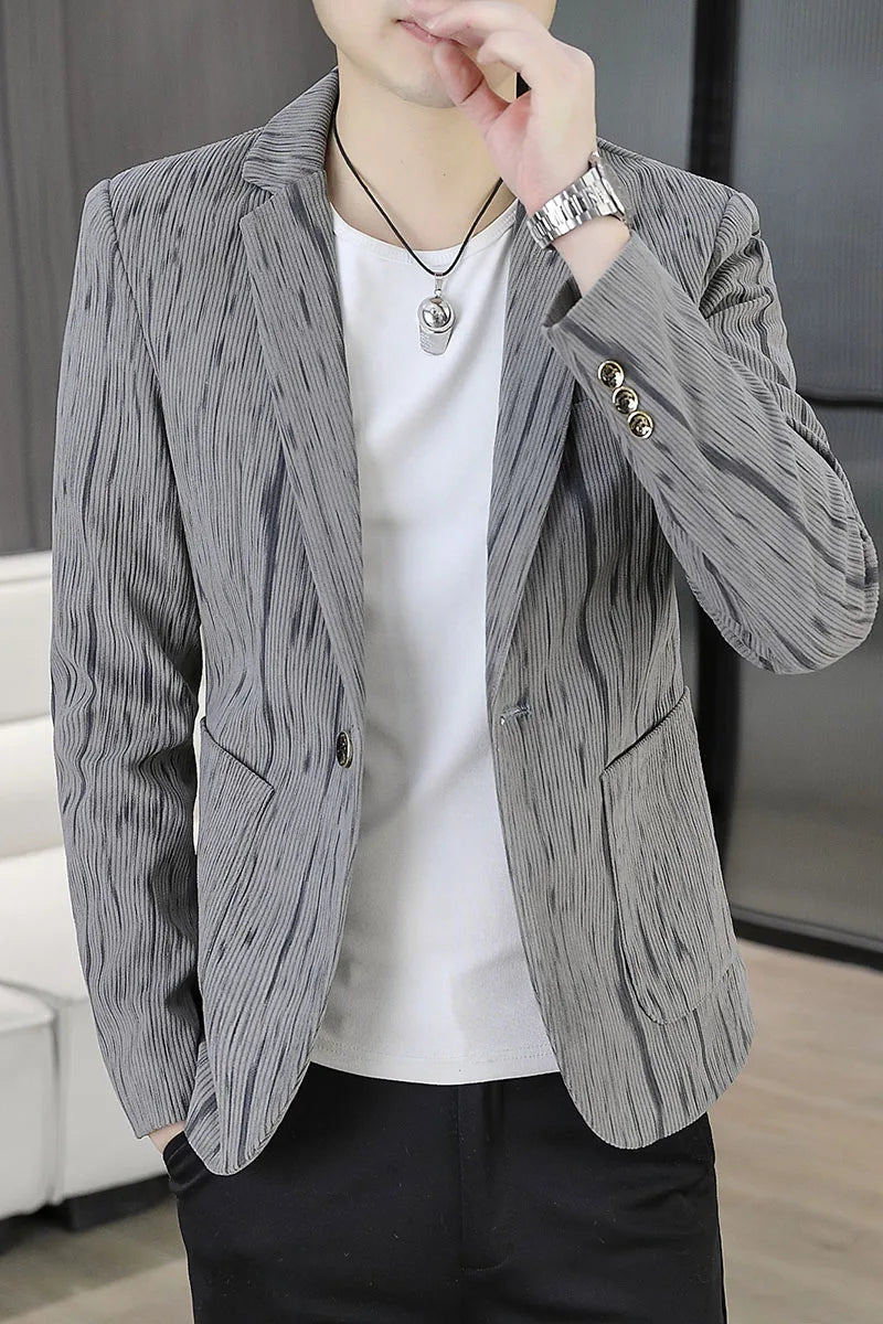 Blazer Men's Fashion Outdoor Travel Gentleman Wedding Slimming Business Versatile Trendy Casual Korean-style Formal Wear Blazer