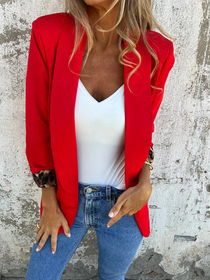 Fashionable Patchwork Color Leopard Print Lapel Small Suit Jacket Polyester Material Slim Fit Style Pure Offline Sales