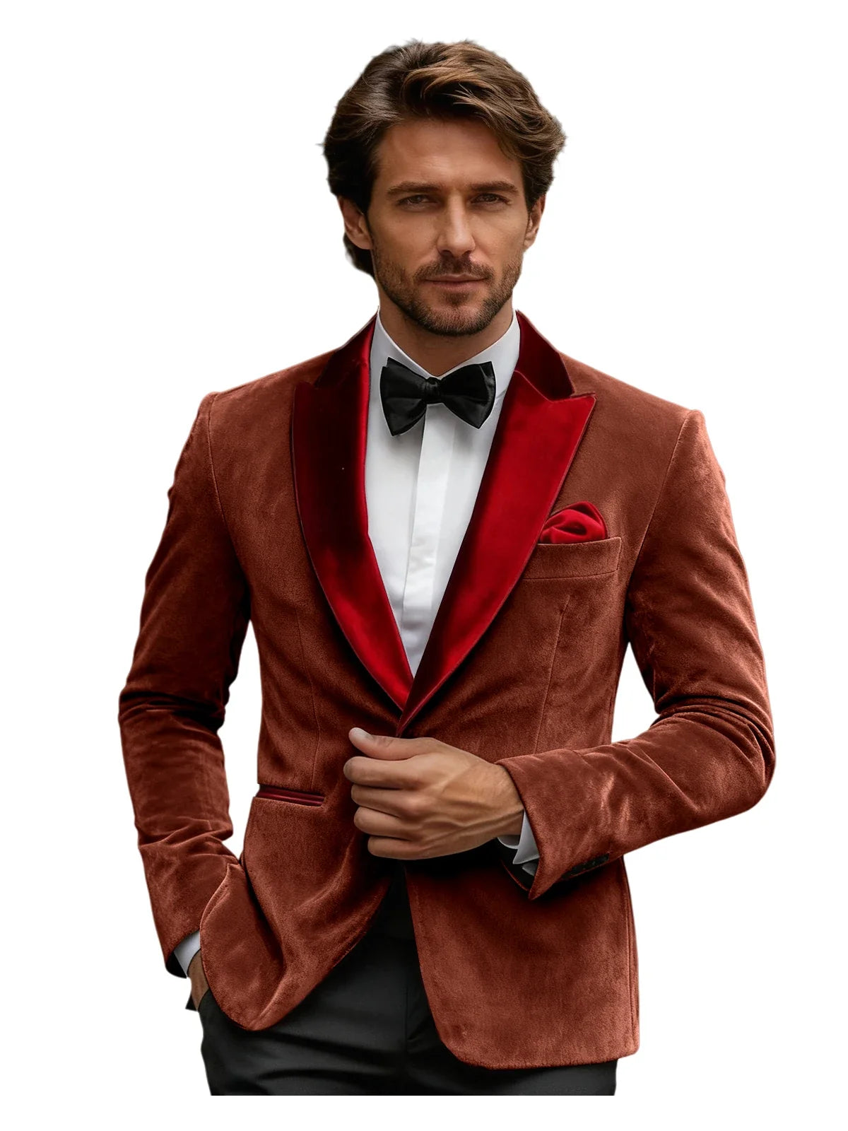 Luxury Burgundy Velvet Men's Blazer Suits Single Breasted Black Shawl Lapel Slim Fit Men Sport Coats Formal Wedding Groom Jacket