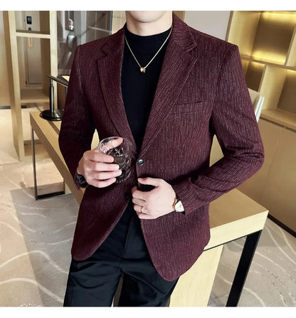 New Fashion Meteor Striped Suit Jacket High Quality Men's Slim Fit Business Formal Social Prom Party Casual Tuxedos 5XL-M