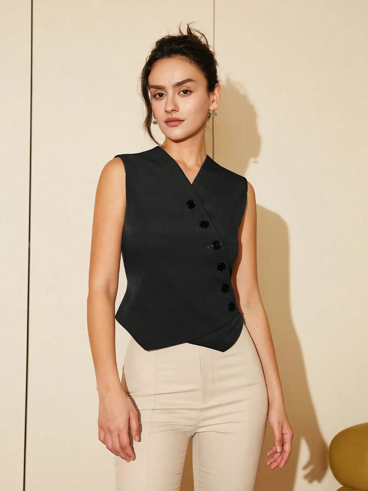 Women's Front Button Vest Blazer