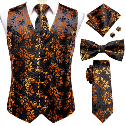 Men's Suit Vest Set – Broadcloth Waistcoat with Tie, Bowtie, Hanky & Cufflinks for Weddings & Office