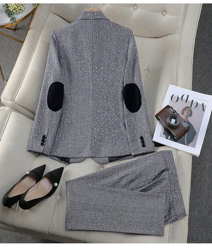 High Quality Fabric Women Business Suits With Pants and Blazer Coat Professional Autumn Winter Office Ladies Pantsuits Blazers