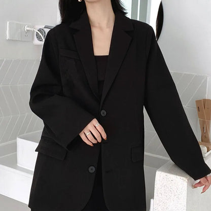 Retro ey ular Women's Suit Loose Hong Kong Sle Faionable Korean Version Spring Autumn New Arrival Polyester Fabric
