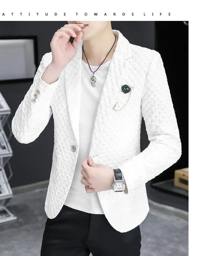 High Quality Suit Jacket Men Slim Fit Long Sleeve Casual Blazers Korean Fashion Streetwear Social Suit Jacket Men Clothing 2025