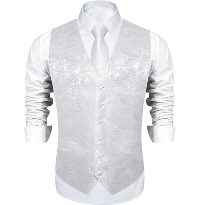 Men's Paisley Suit Vest with Tie and Handkerchief Set for Wedding and Prom