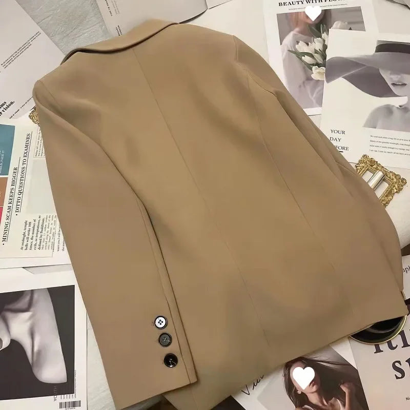 Single Breasted Blazer for Women Slim Fit Office Monochrome Long Sleeve Leisure Coats Korean Fashion Spring Autumn New