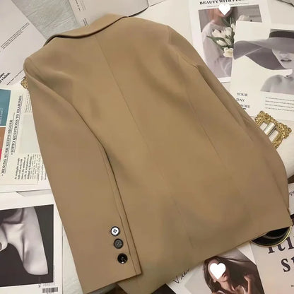 Single Breasted Blazer for Women Slim Fit Office Monochrome Long Sleeve Leisure Coats Korean Fashion Spring Autumn New