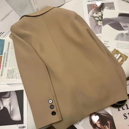 Single Breasted Blazer for Women Slim Fit Office Monochrome Long Sleeve Leisure Coats Korean Fashion Spring Autumn New
