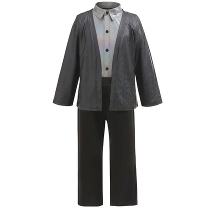 Halloween Carnival Kids Boys Jackson Costume Dancer Singer Stage Outfits 80s Pop Rock Superstar Dress Up Black Suit With Gloves