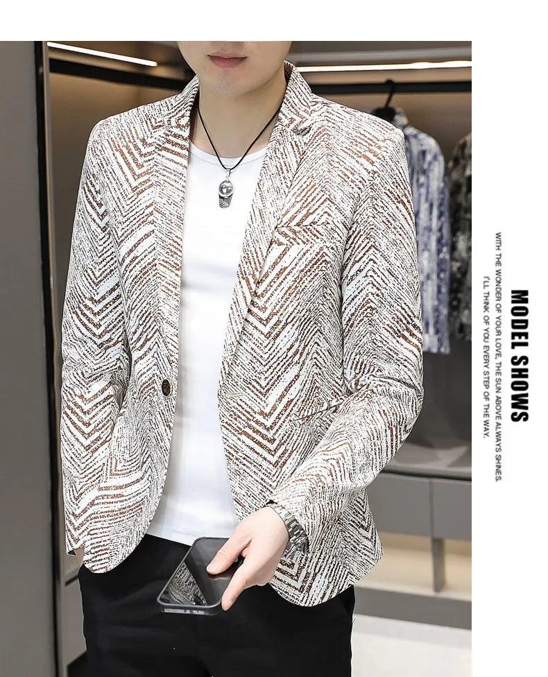 Blazer Men's Fashion Outdoor Travel Gentleman Wedding Slimming Business Versatile Trendy Casual Korean-style Formal Wear Blazer