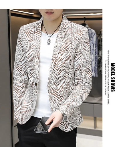 Blazer Men's Fashion Outdoor Travel Gentleman Wedding Slimming Business Versatile Trendy Casual Korean-style Formal Wear Blazer