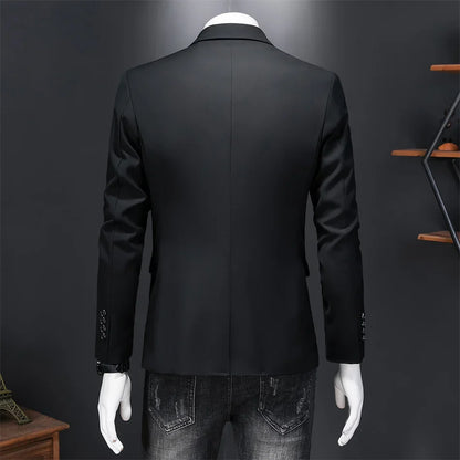 Men's Slim Fit Single-Breasted Blazer for Business Casual and Wedding Occasions