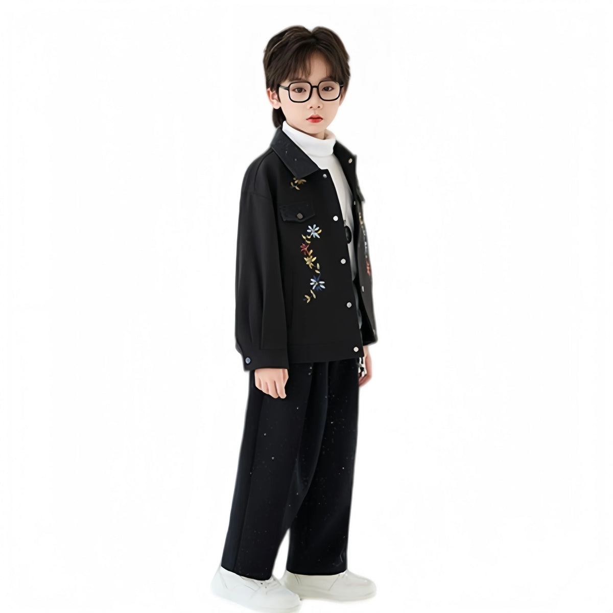 2026 New Autumn Winter Boys' Embroidered Suit Set 90-170 Children's Casual Jackets Pants 2Pieces Clothing Set