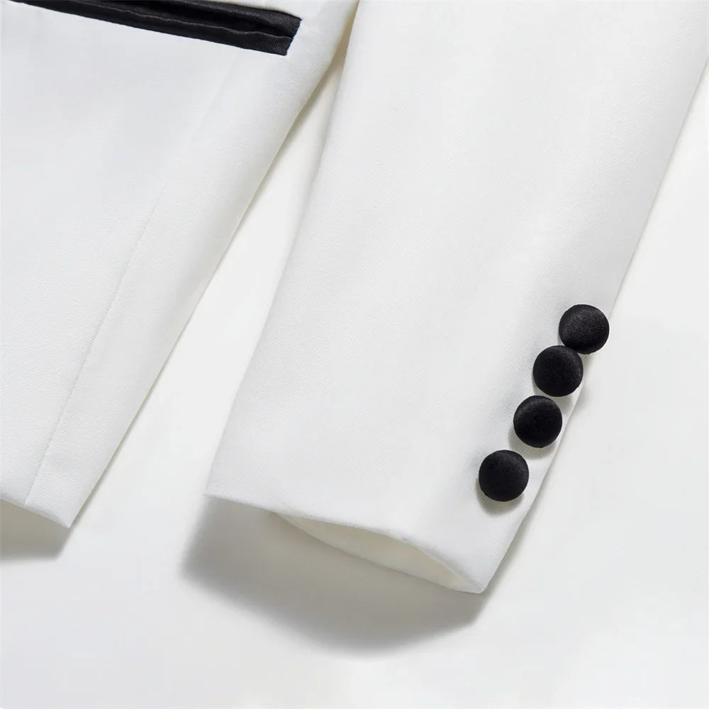 Boys Tuxedo Suit 5-Piece Set Kids Formal Outfit White for Wedding Birthday Piano Party