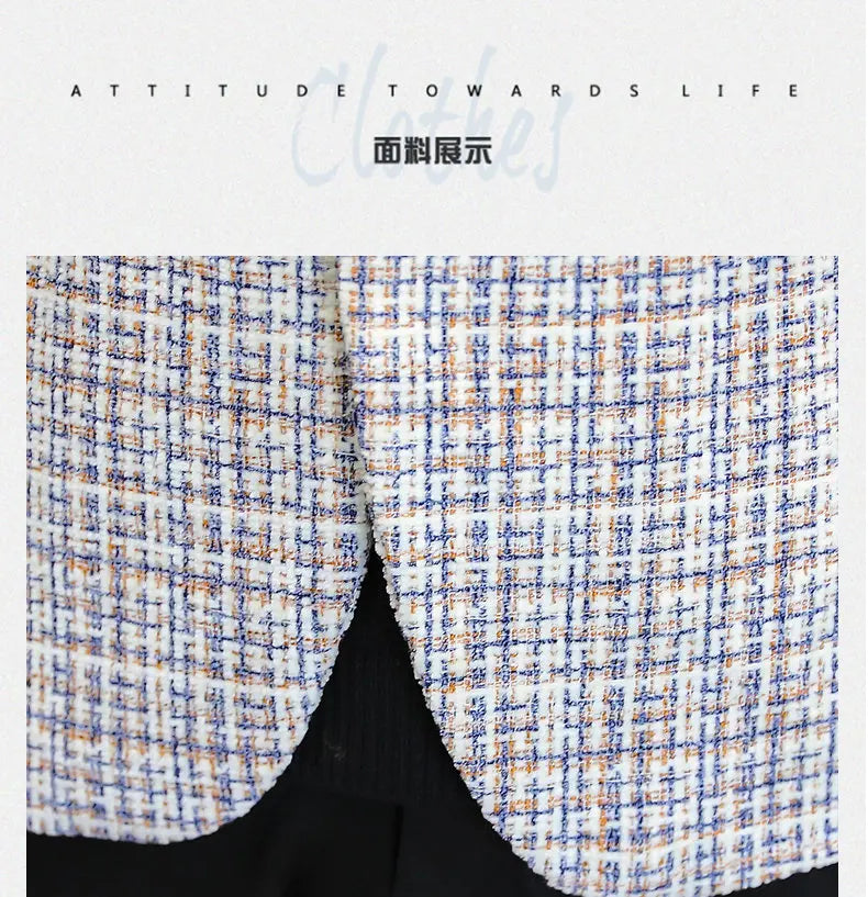 Korean Fashion Woven Suit Jacket for Men Autumn Slim Fit Casual Men Blazers Street Wear Social Business Dress Coats Men Clothing