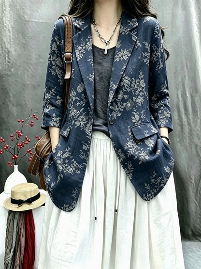Cotton Linen Women's Summer New Style Retro Loose Personality Fashionable Casual Match Long Sleeve Western Suit