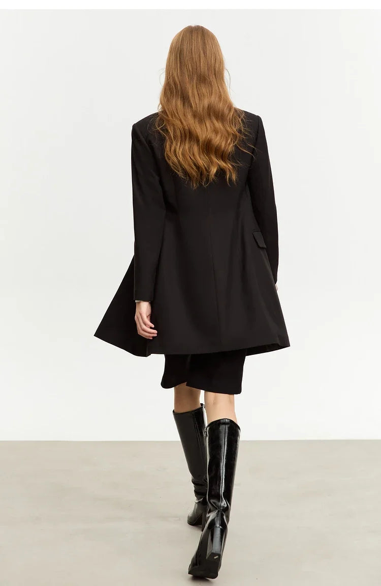 Minimalist Blazer for Woman 2026 Autumn Long Simple Basics Commuter Jacket With Waist Rope Slim Fit Blazers 12343036
