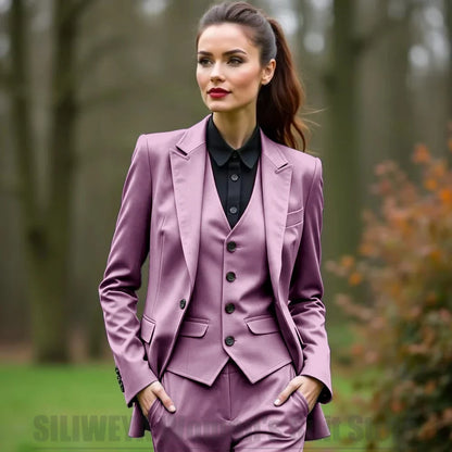 Women 3 Piece Suit Set Blazer Vest Pants Slim Fit Office Business Party Formal Attire Customizable Size for Ladies