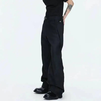 2026 Spring Patchwork Design Cross Collar Solid Color Casual Jacket Men Fashion Elegant Temperament Straight Pants JY6553