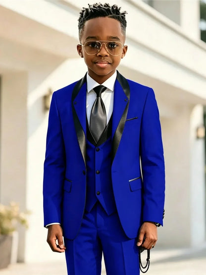 Handsome Boys Slim Fit Suits 3 Pieces Christmas Party Wear High Quality Kids Formal Suit Set Wedding Ring Bearer Outfit 2-20T