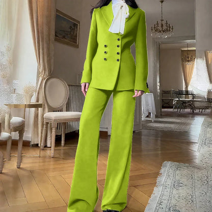 2025 New Women Casual Blazer Suit Set with Double-breasted Office Formal Pant Suit Separates Slim Fit Custom Made Traje de Mujer