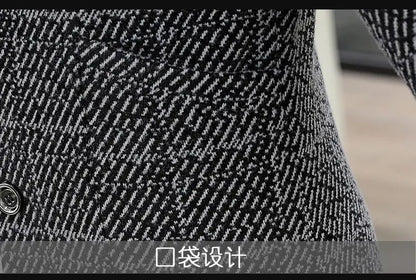 High-quality winter men's fashionable and stylish woolen overcoat, suit collar, mid-length windbreaker, woolen coat