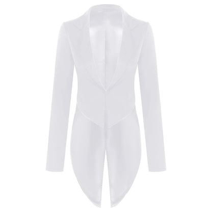 Womens Tailcoat Blazer Vintage Swallowtail Jacket Lapel Tuxedo Coat Outerwear for Nightclub Cocktails Waitress Cosplay Costume