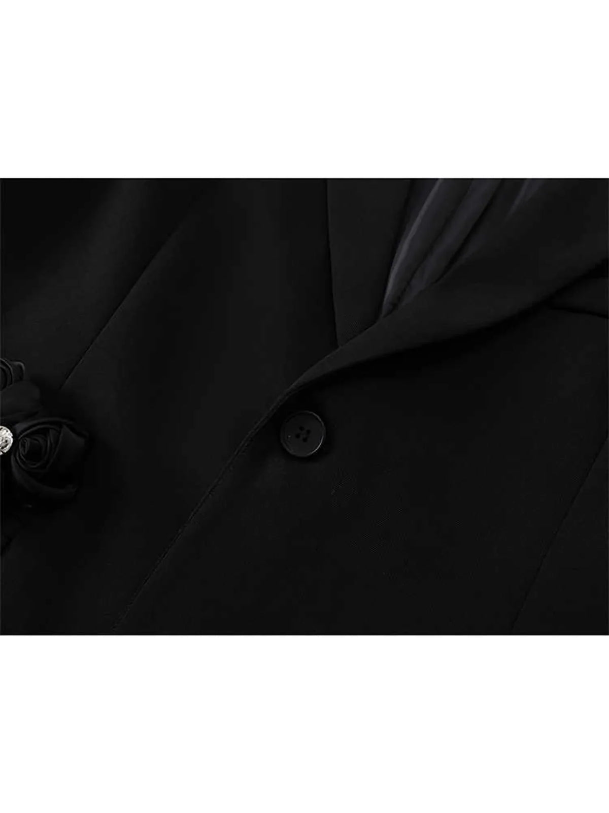 Women Black Gothic 3D Floral Blazer Coat Vintage Streetwear Harajuku Emo 2000s Long Sleeve Suit Jacket Outerwear Clothes Autumn