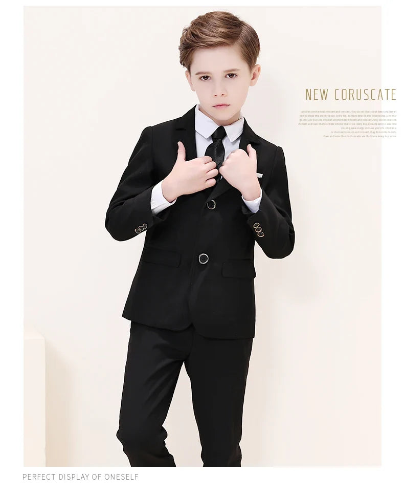 Kids Boys White Blazer Vest Pants 3PCS Set Children Baptism Wedding Prom Suit Baby Boy Elegant Dress Teenager Party Costume