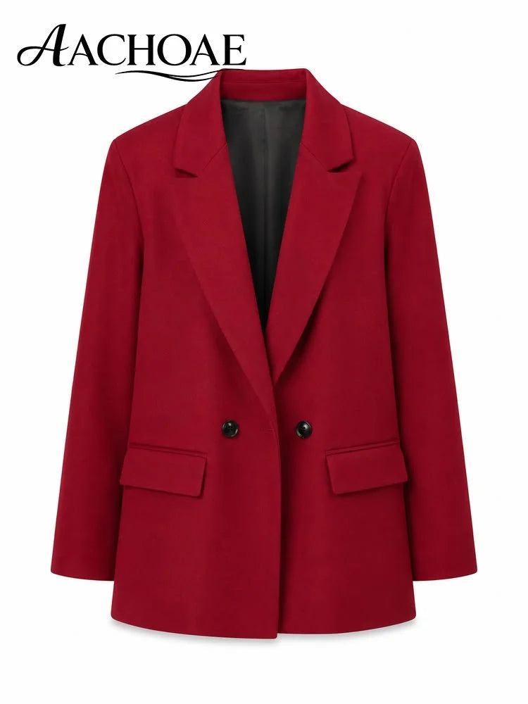 Women Double Breasted Blazer Elegant Office Lady Suit Jacket Oversized Casual Long Sleeve Blazer Spring Autumn Outerwear