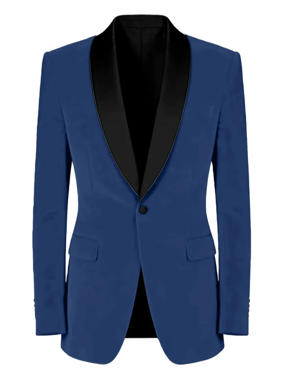 Men's Velvet Tuxedo Blazer Black Trim Shawl Lapel Slim Fit 1-Button Flap Pockets Suit Jacket Formal Wedding Party Sport Coats