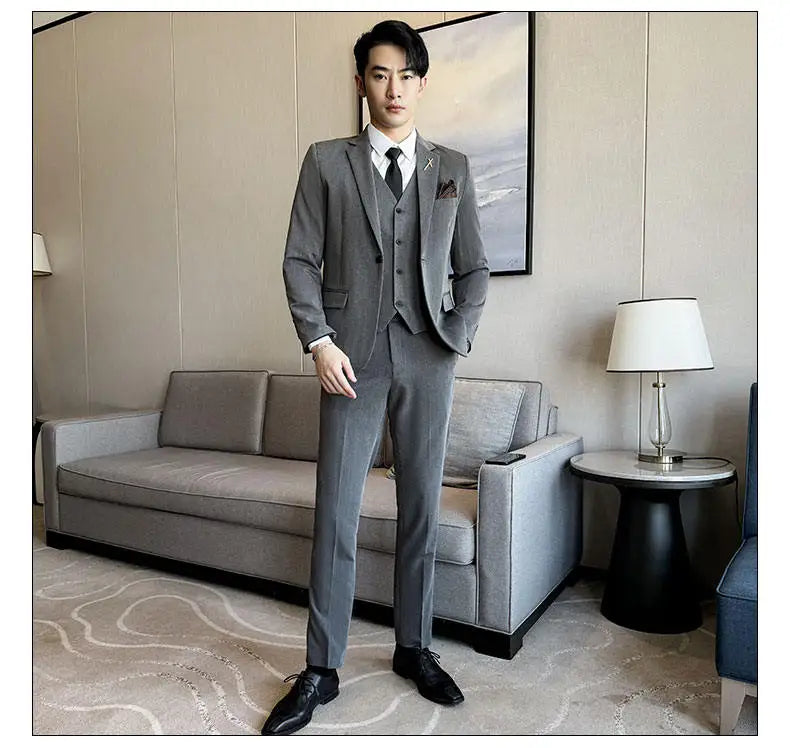 Men's 3-Piece Suit – Blazer, Vest & Trousers | Smart Casual Business & Wedding Suit