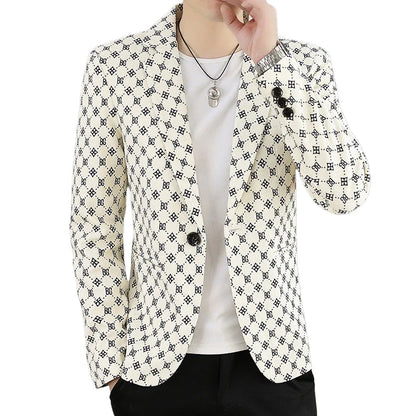 Blazer Men's Fashion Outdoor Travel Gentleman Wedding Slimming Business Versatile Letter Youth Casual Korean Formal Wear Blazer