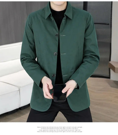 Blazer Men's Business Gentleman Wedding Fashion Best Man Solid Color Slim Fit Casual Mink Velvet with Cotton Thickened Blazer