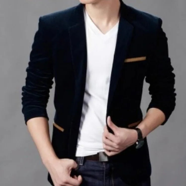 Men's Slim Fit Korean Style Blazer Autumn Winter Formal Suit Jacket Trendy Youth Business Casual Top