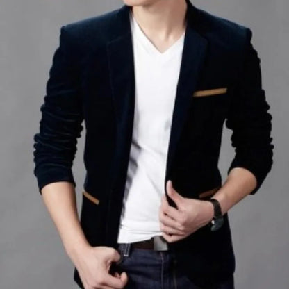Men's Slim Fit Korean Style Blazer Autumn Winter Formal Suit Jacket Trendy Youth Business Casual Top