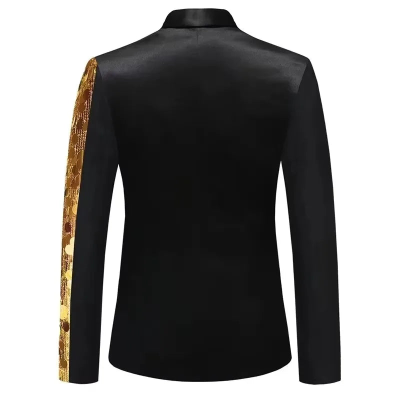 Men's Personality Shiny Sequins Suit Jackets Male Bar Nightclub Singer Tour Concert Stage Shiny Blazers Tuxedo Party Costume