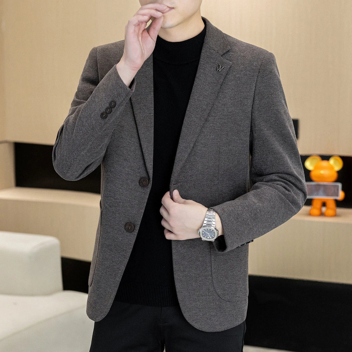Men's Smart Casual Blazer – Single Breasted Suit Jacket for Business & Daily Wear