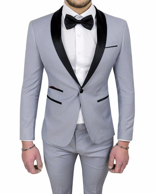Light Gray 2-Piece Tailor-Made Men's Wedding Suits Terno Masculino Groomsmen Groom Tuxedos for Prom Jacket And Pants Set
