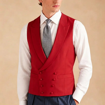 Men's Formal Vest – Double Breasted Lapel Waistcoat for Weddings & Business