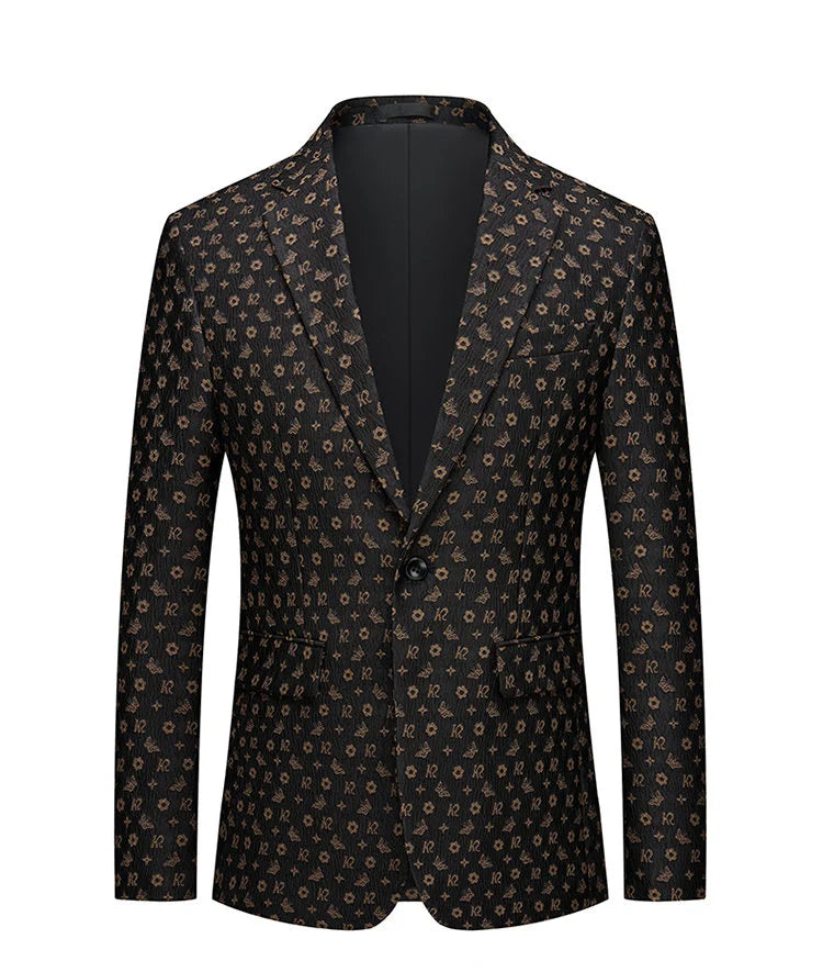 Men's Printed Suit Jacket – Paisley Floral Single Breasted Party Blazer for Men – Plus Size