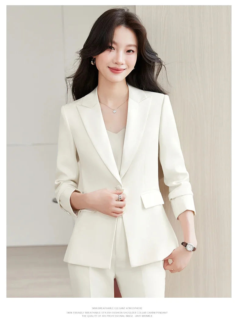 Elegant Chic Business Trousers Blazer Suits Women Autumn New 2026 Commuter Jackets and Pants Sets 2 Piece Outfit Black