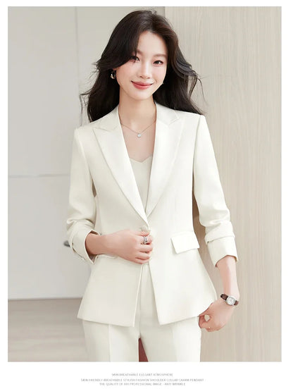 Elegant Chic Business Trousers Blazer Suits Women Autumn New 2026 Commuter Jackets and Pants Sets 2 Piece Outfit Black