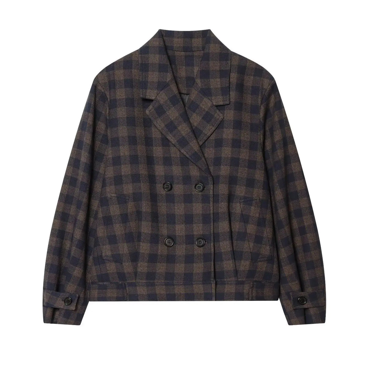 Women Brown Plaid Jacket Coat Vintage Harajuku Streetwear Long Sleeve Blazer Jacket Outerwear 2000s Clothes Spring Autumn 2026